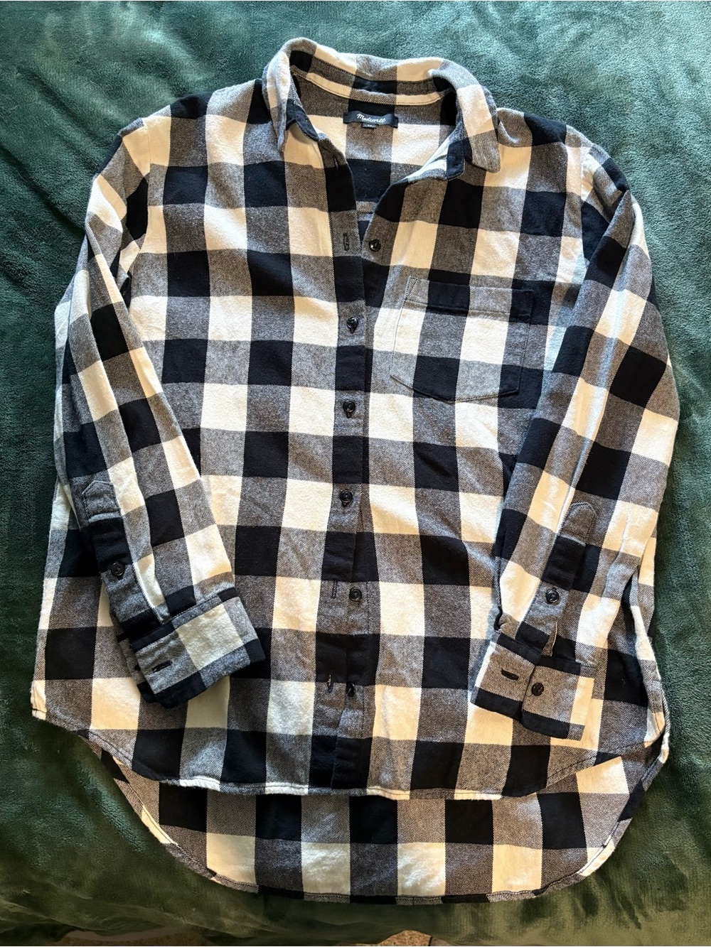 Madewell Black and White Buffalo Check Button-Down Shirt